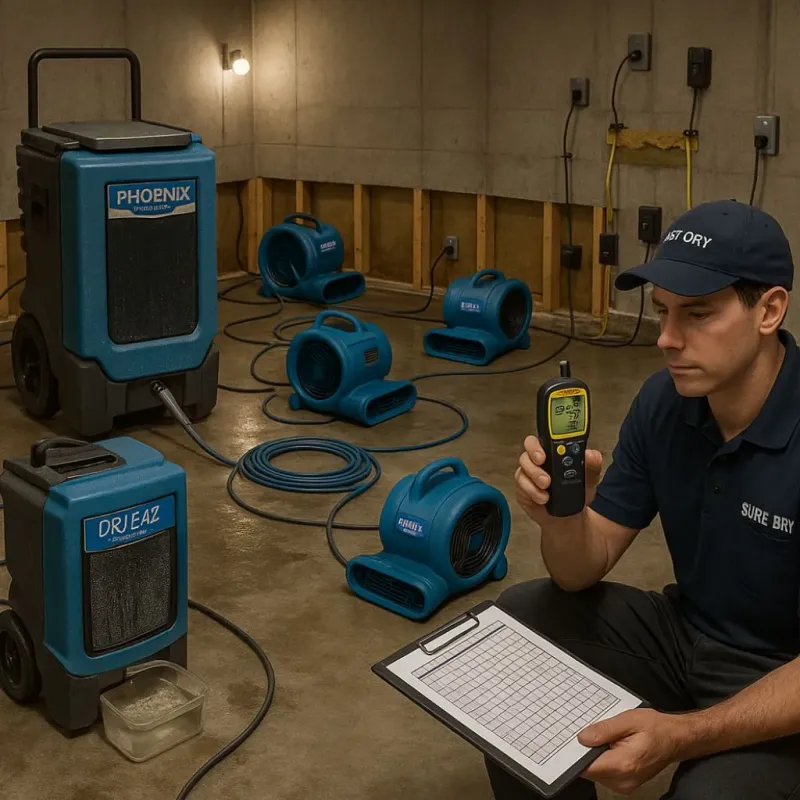 Structural Drying and Dehumidification process in Ashland, MA